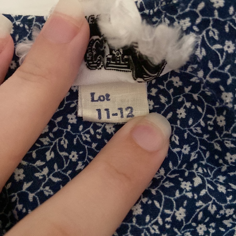 Vintage 1970s floral prairie dress pockets blue and white lace gunne sax style - Picture 6 of 6